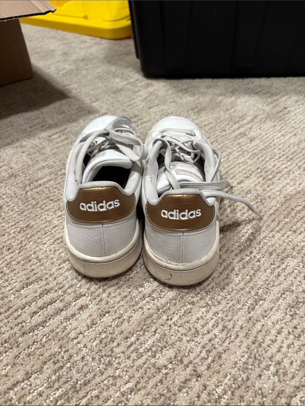 adidas White Sneakers with Brown Heel Tab
